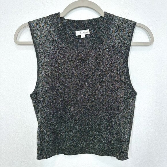 A.L.C. Mariam Metallic Mockneck Cropped Tank Top Size Medium Party Going Out - Picture 1 of 5